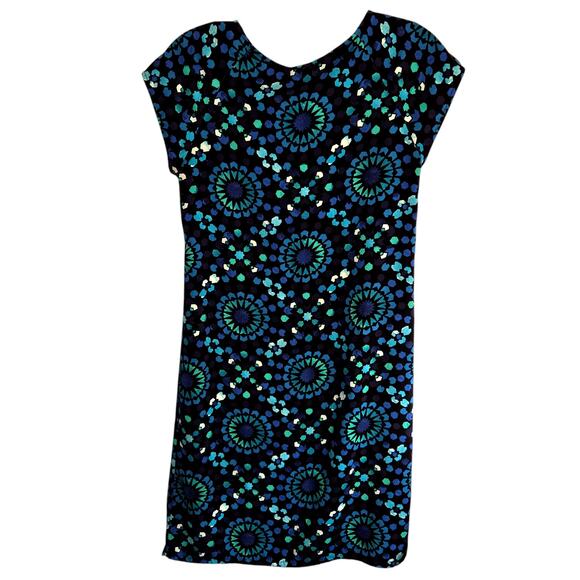 Merona XS Blue Green Women's Short  Sleeve Dress Miss Size 2 4 Extra Small - Picture 5 of 6
